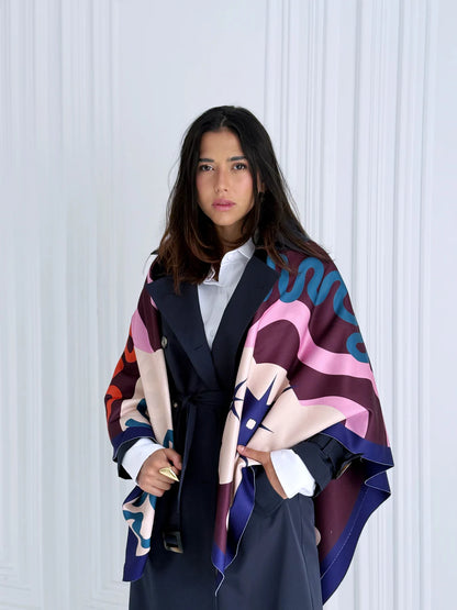 wave wool scarf ( square) - Nk designs