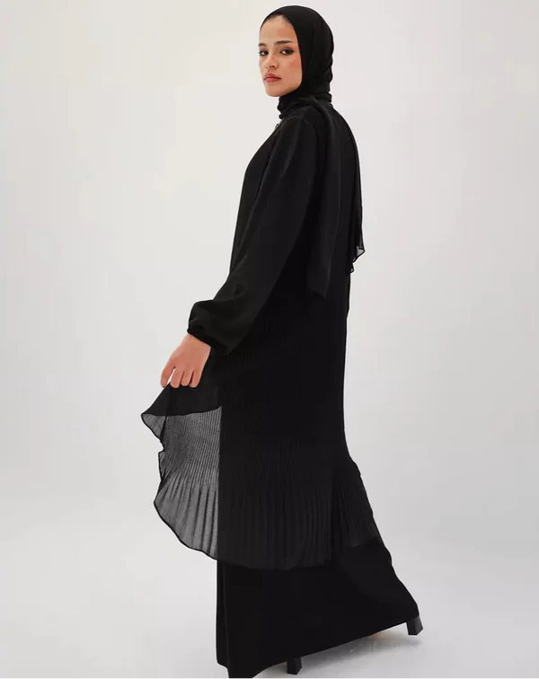 Pleated chiffon high low abaya - Modesty abaya