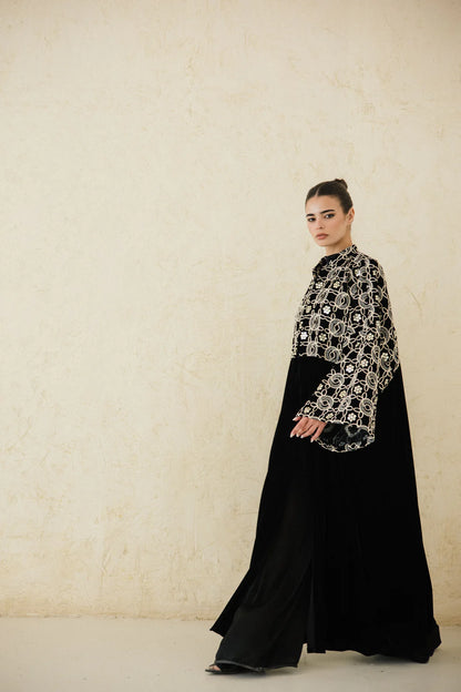 THE EMBELLISHED EMBROIDERED VELVET KAFTAN -Taj