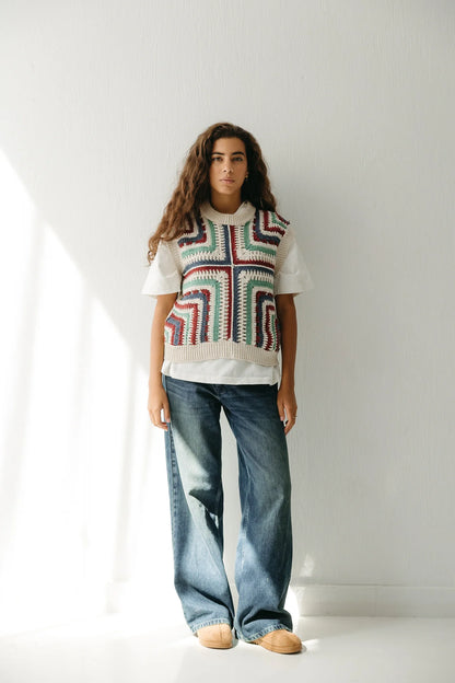 Artisian vest - Peach and mint