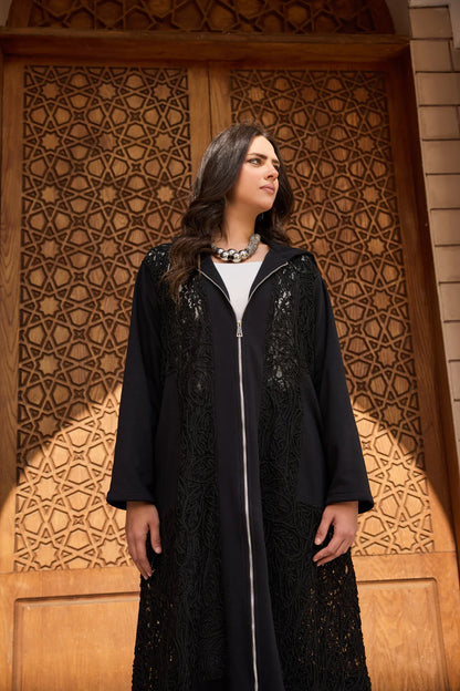 Lace zipper abaya - Jeno