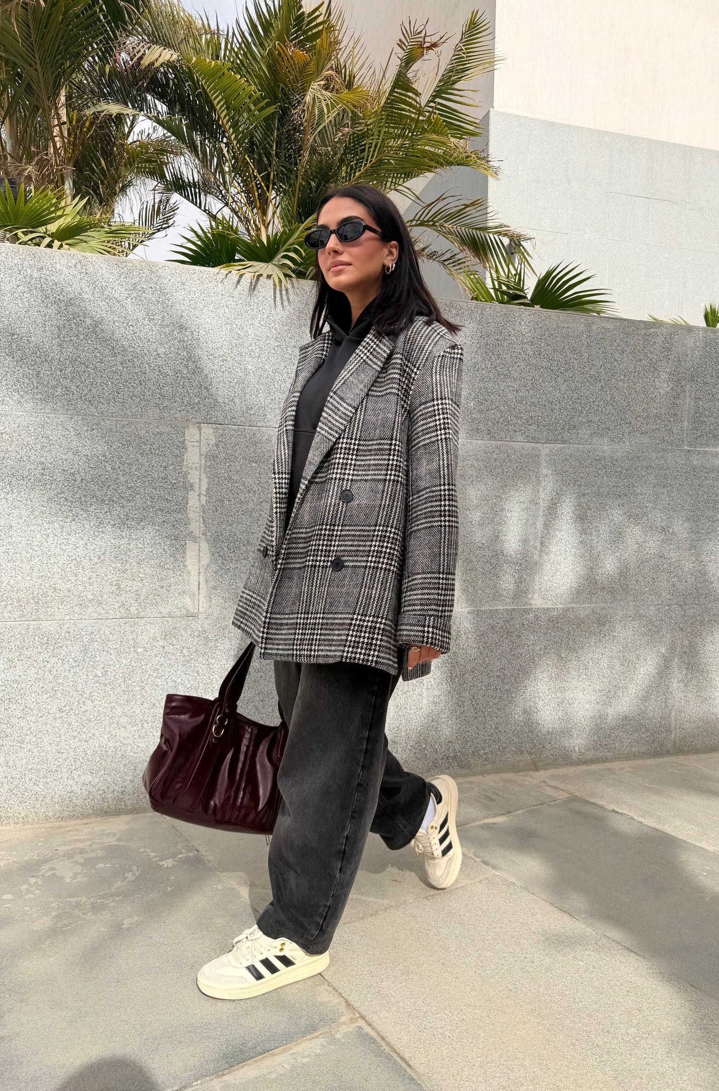 Timeless Houndstooth Oversized Blazer - ASCIA