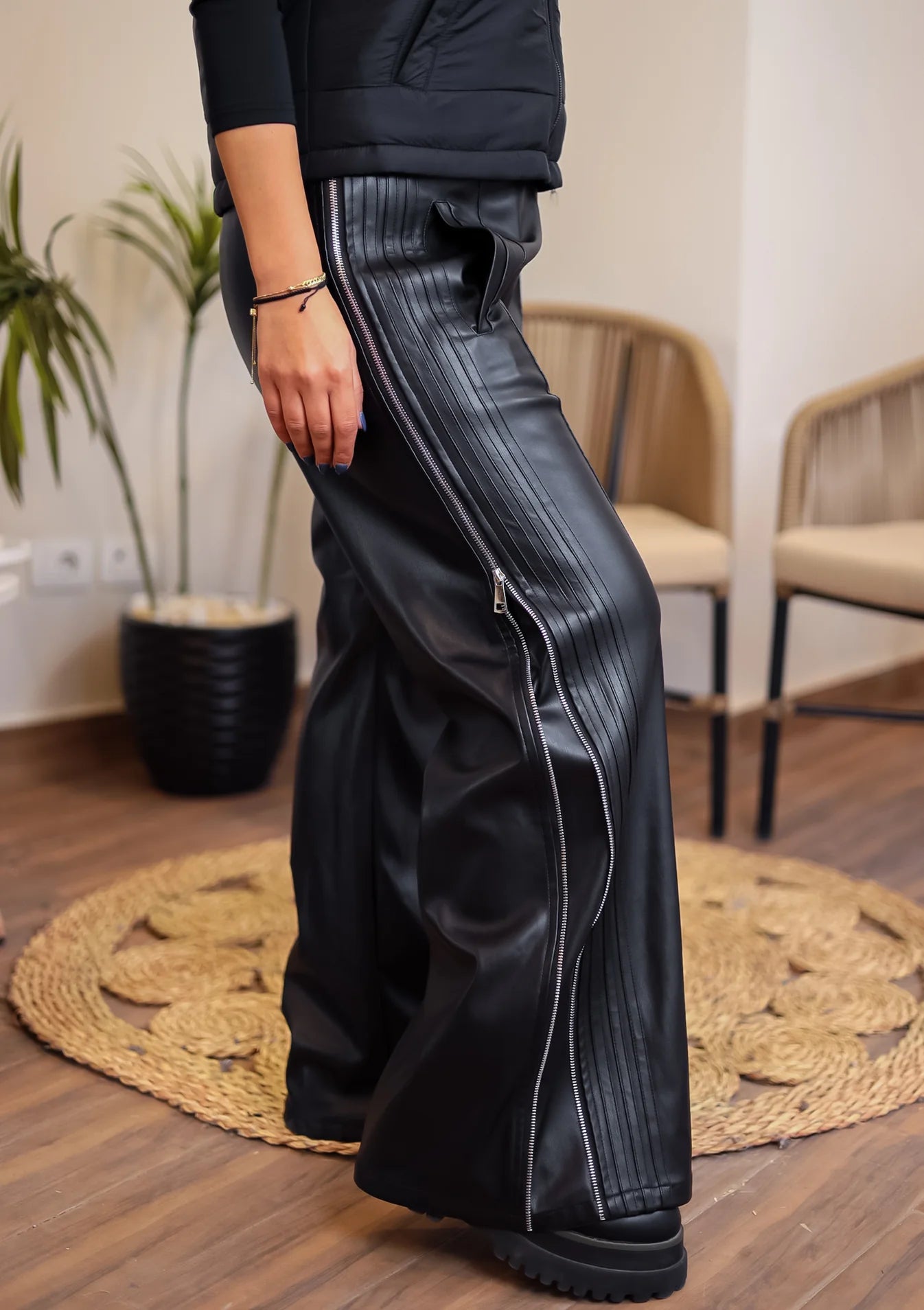 Leather zipper pants - Jeno