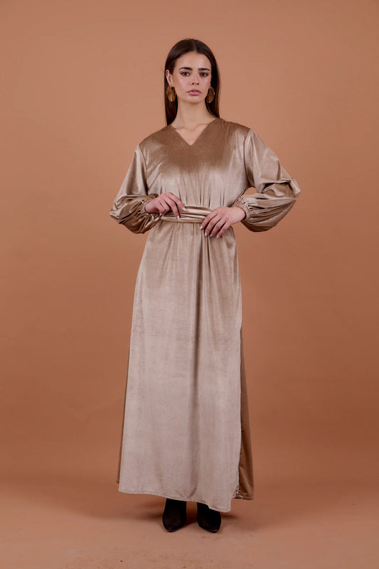 V-neck Velvet Dress - Nahla el alfy
