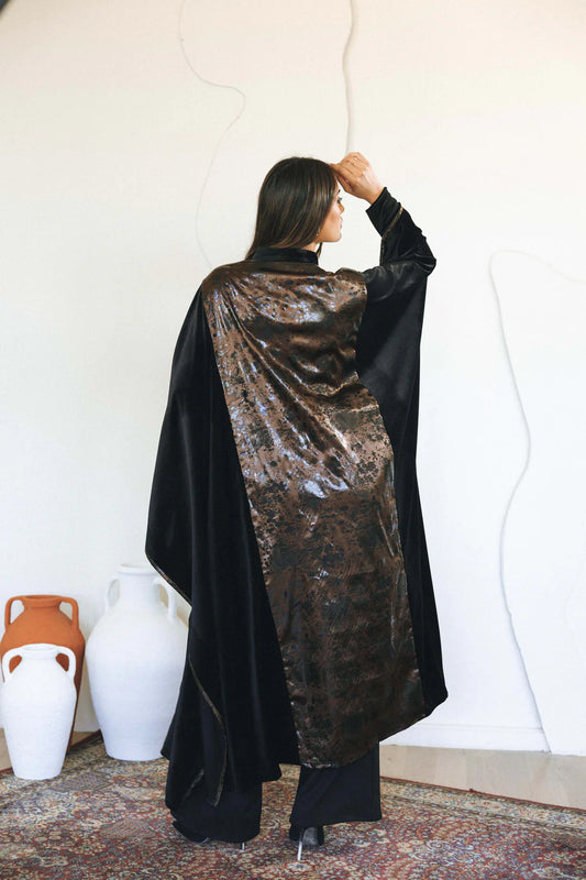 Leather velvet kaftan - Jeno