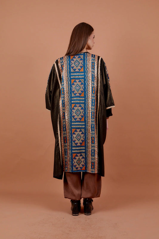 Tribal Blue & gold Kaftan - Nahla el alfy