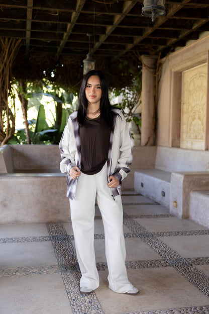 Beige x square brown wool set - Creations