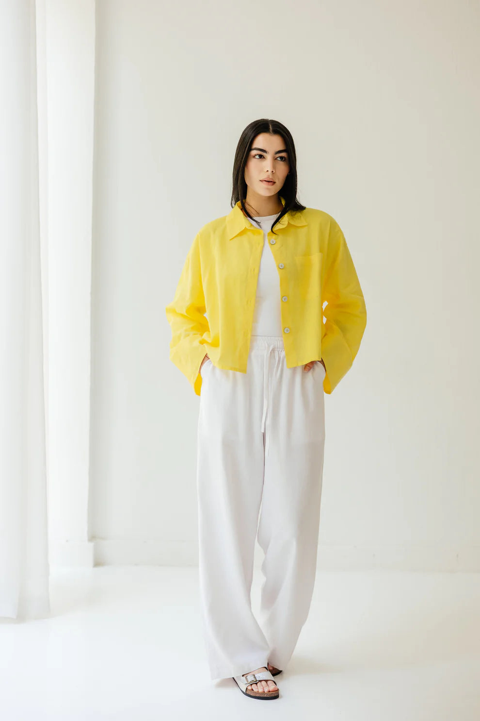 Cropped Linen Shirt - Amalia