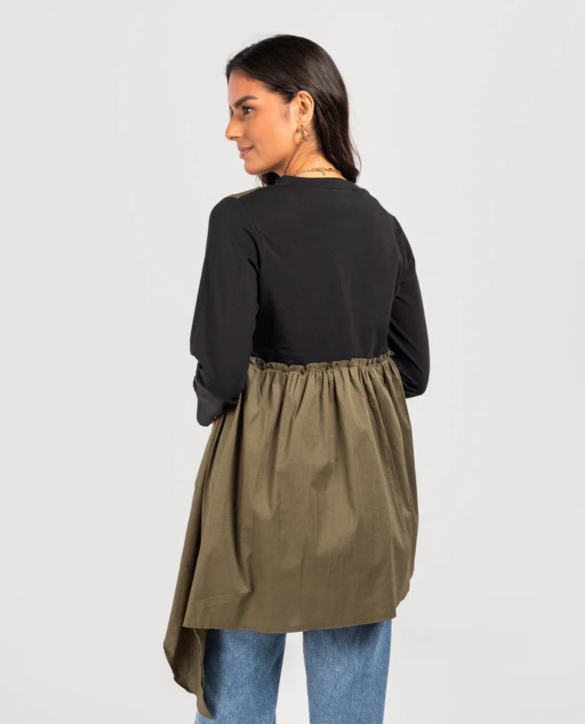 Cotton x Poplin Layered Top - THEYAB