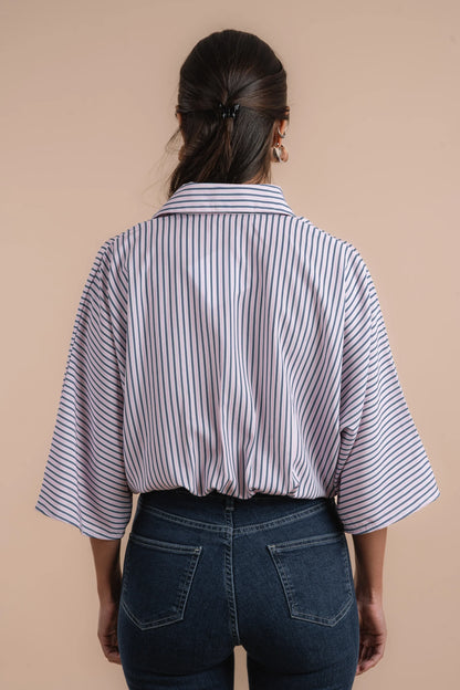 Pink & navy tye stripes shirt - Nahla el alfy