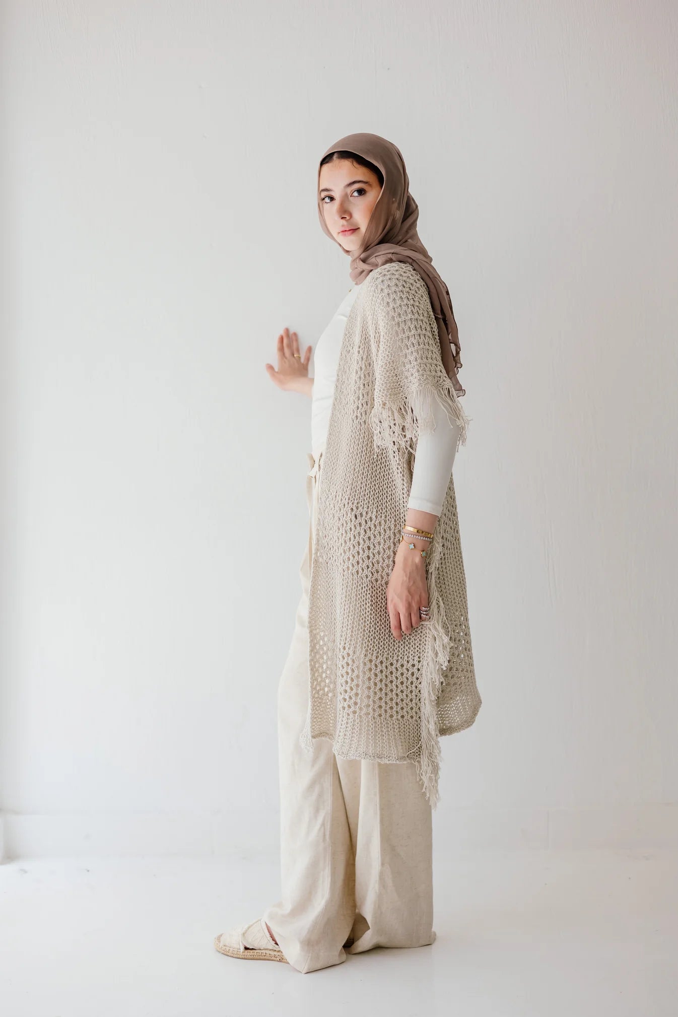 Crochet fringed - Peach and mint