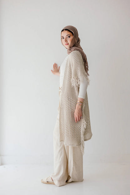 Crochet fringed - Peach and mint