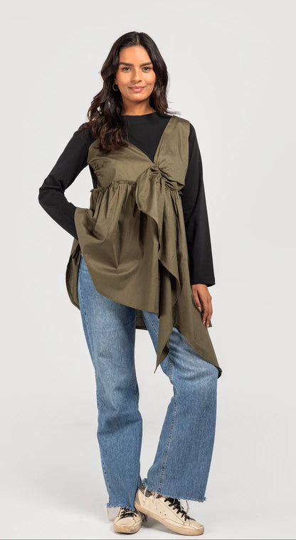Cotton x Poplin Layered Top - THEYAB