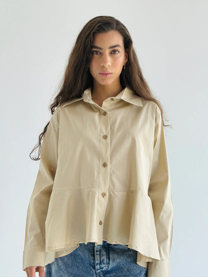 Round ruffled poplin shirt - Theyab