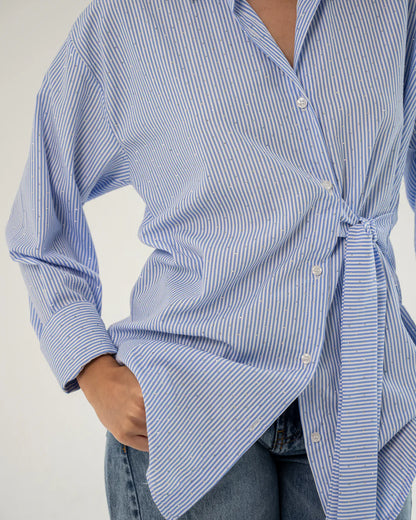 Crystal Tie Striped Shirt - Nawara