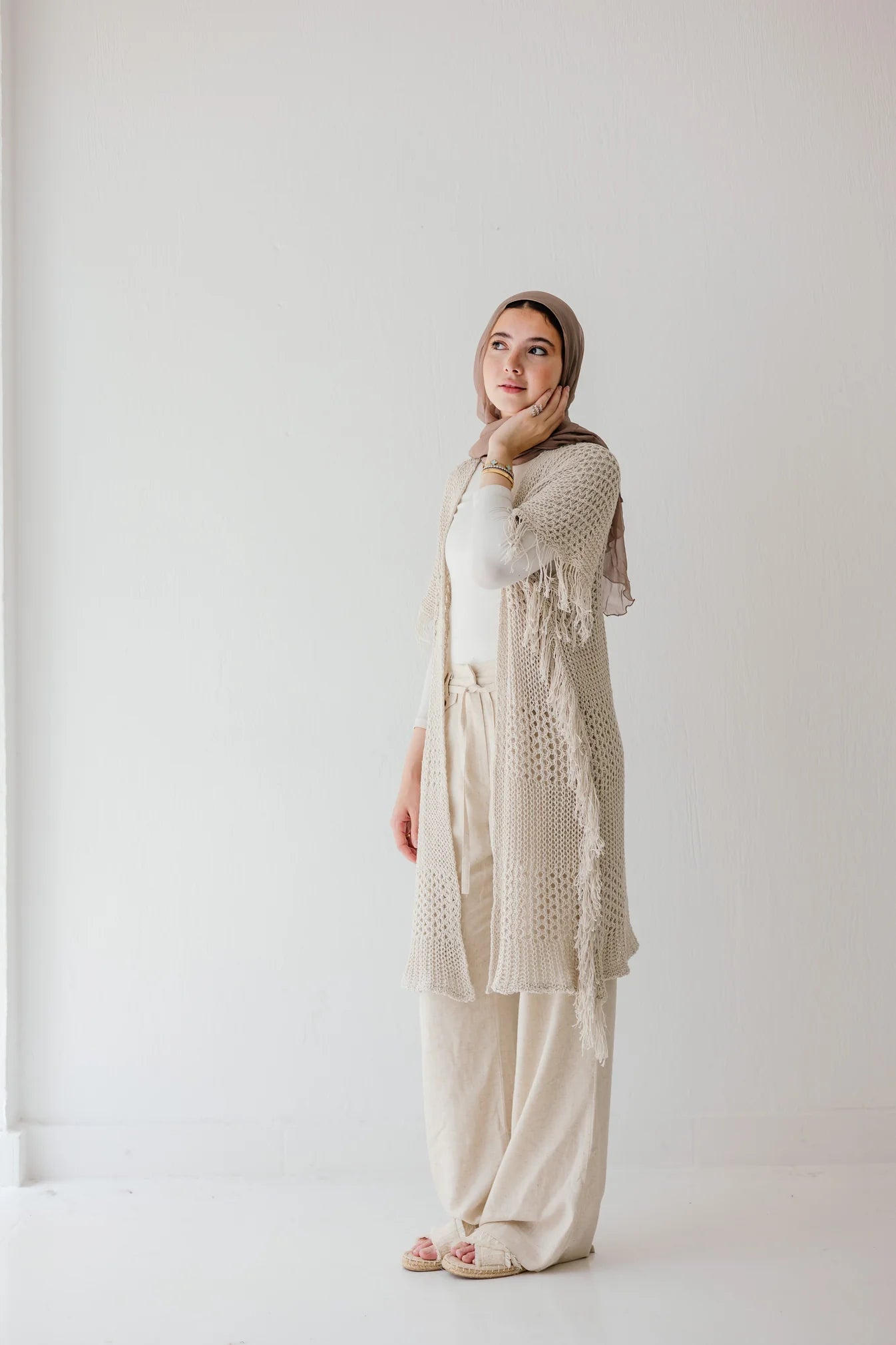 Crochet fringed - Peach and mint