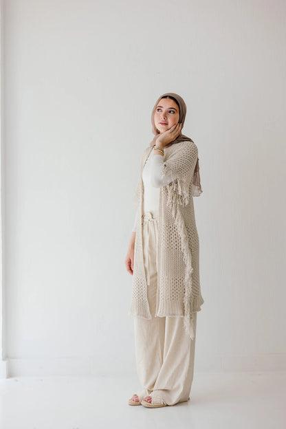 Crochet fringed - Peach and mint