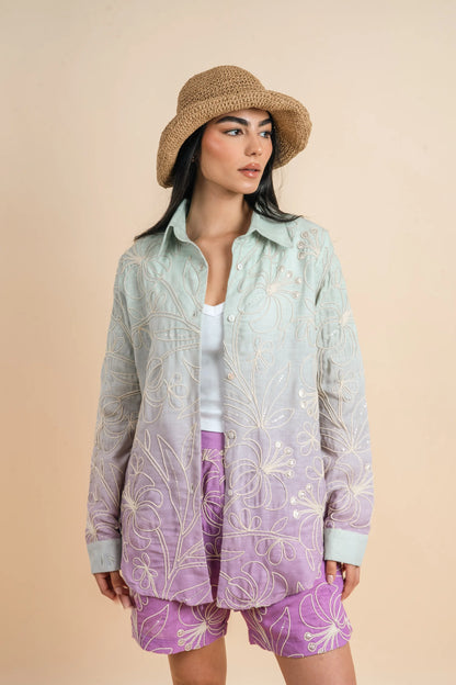 Grading mint/purple embro shirt - Nahla el alfy