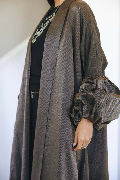 Bronze jacquard belted kaftan - Jeno