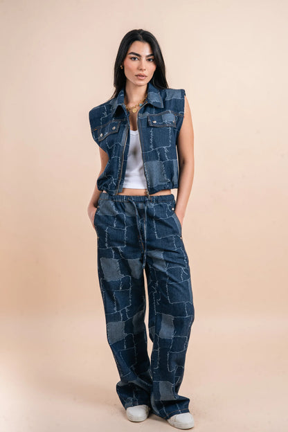 Checkers denim vest - Nahla el alfy