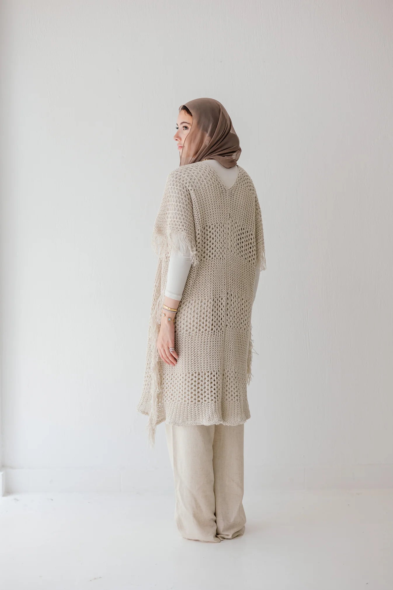 Crochet fringed - Peach and mint
