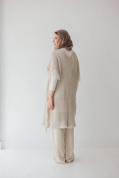 Crochet fringed - Peach and mint