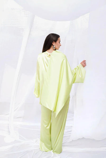S-T1 Satin Serenity Top with Round Scarf - AED