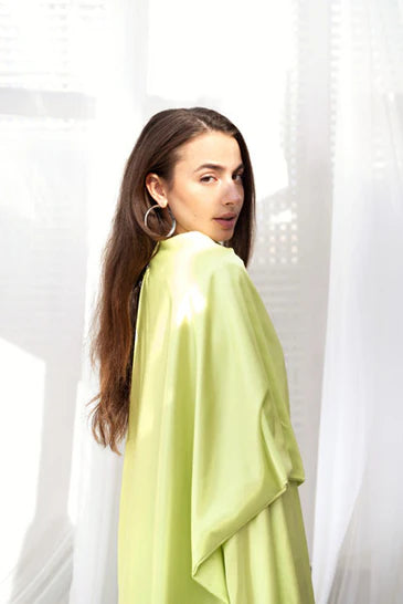 S-T1 Satin Serenity Top with Round Scarf - AED