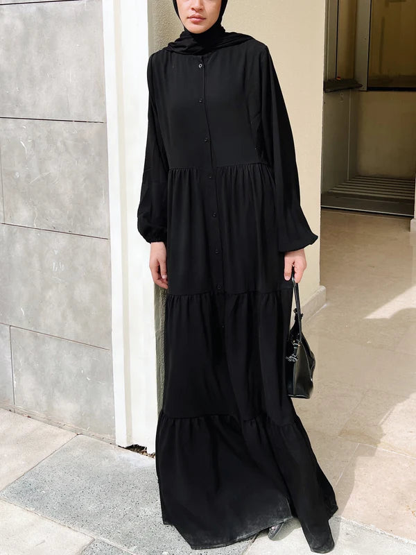 Layered buttoned abaya - Modesty abaya