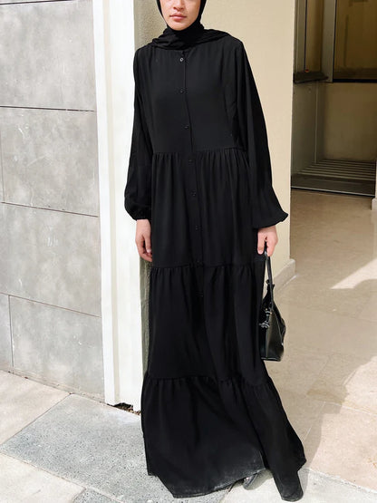 Layered buttoned abaya - Modesty abaya