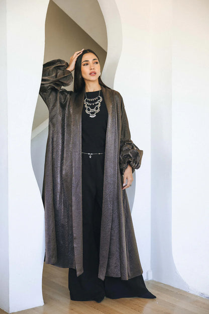 Bronze jacquard belted kaftan - Jeno