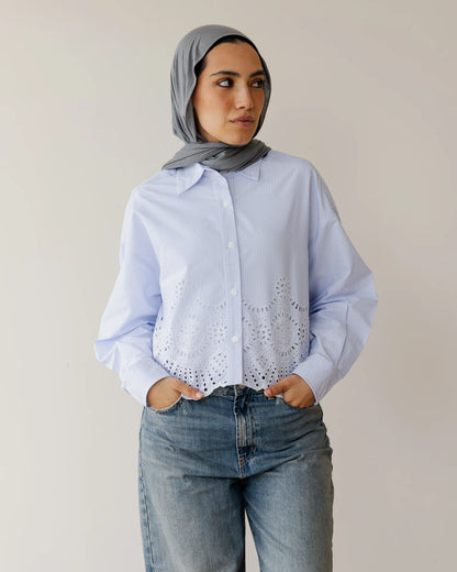 Embroidered striped crop shirt - Ascia