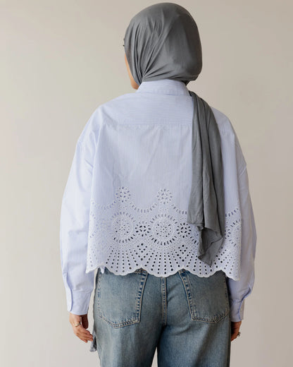 Embroidered striped crop shirt - Ascia