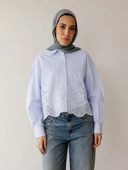 Embroidered striped crop shirt - Ascia