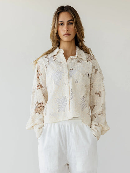 Floral lace button-up shirt - Ascia