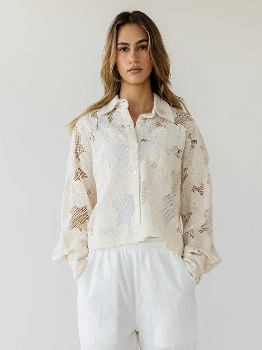 Floral lace button-up shirt - Ascia