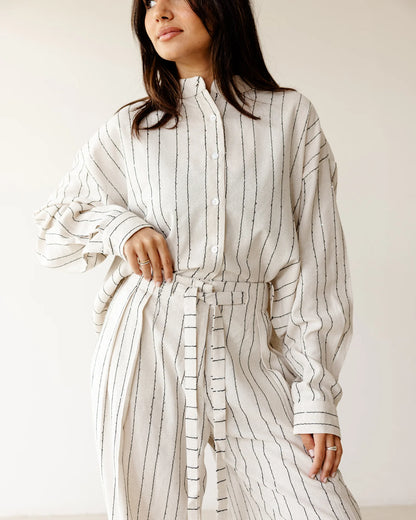 Striped Pleated Set - ASCIA
