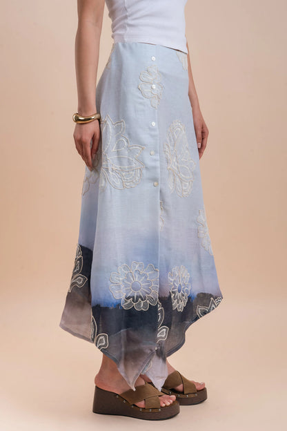 Grading blue/grey skirt embro - Nahla el alfy