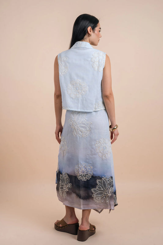 Grading blue/grey skirt embro - Nahla el alfy