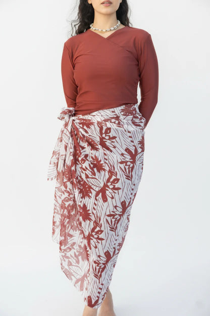 Maroon Flowers Chiffon Wrap - Le Maillot