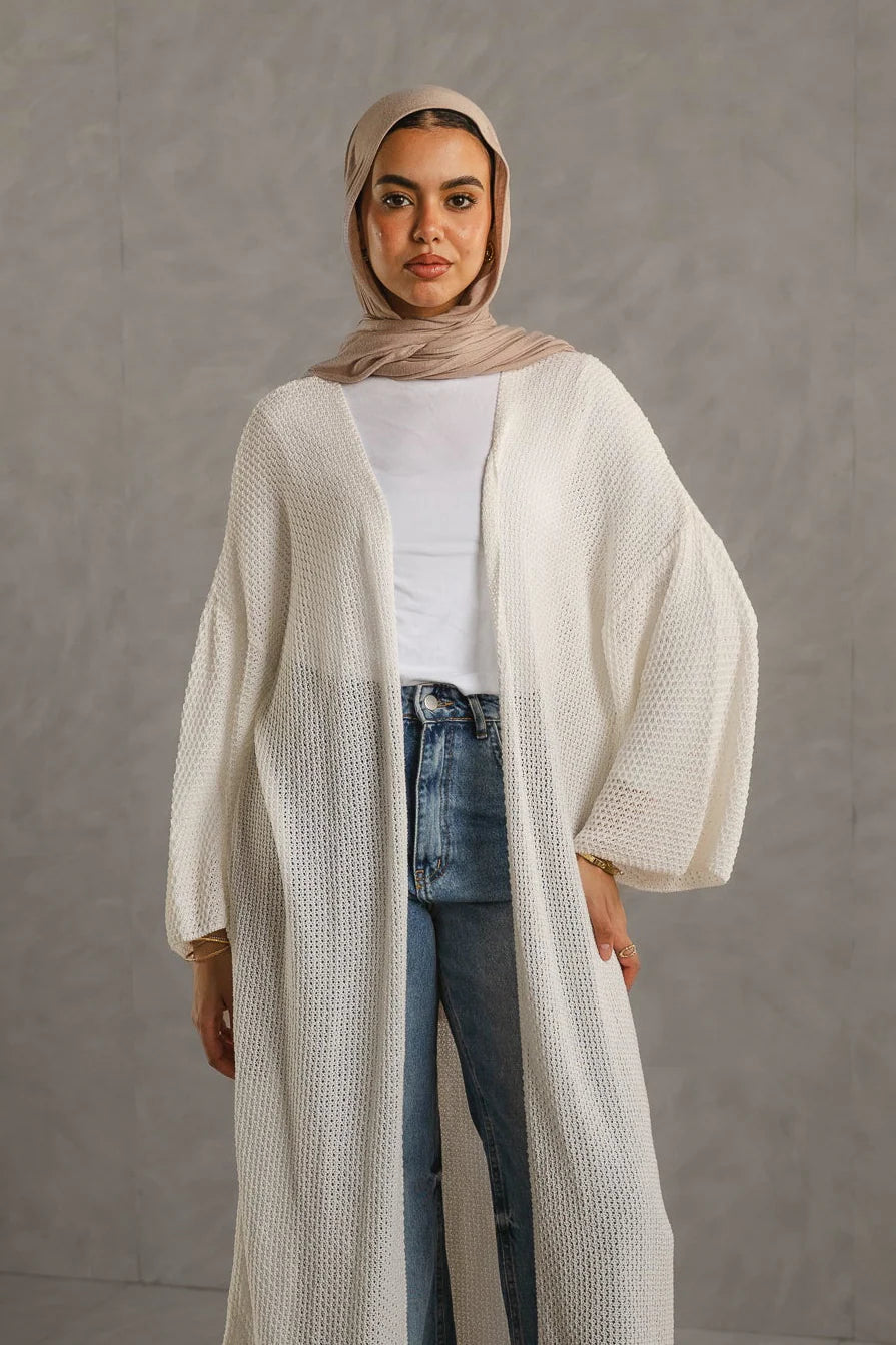 Cloud waves crochet long cardigan - Double anne