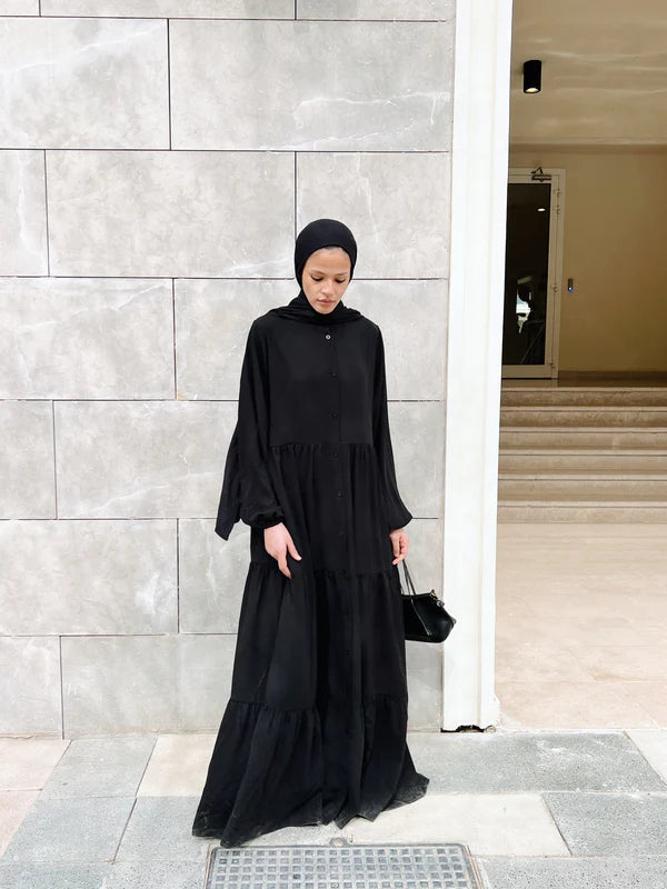 Layered buttoned abaya - Modesty abaya