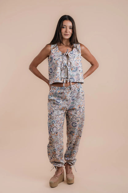 Floral print Pants + Vest Set -Nahla el alfy