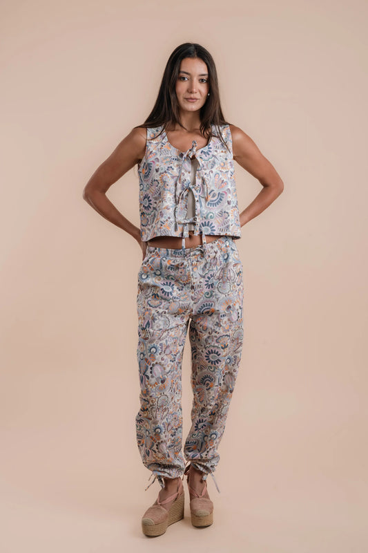 Floral print Pants + Vest Set -Nahla el alfy