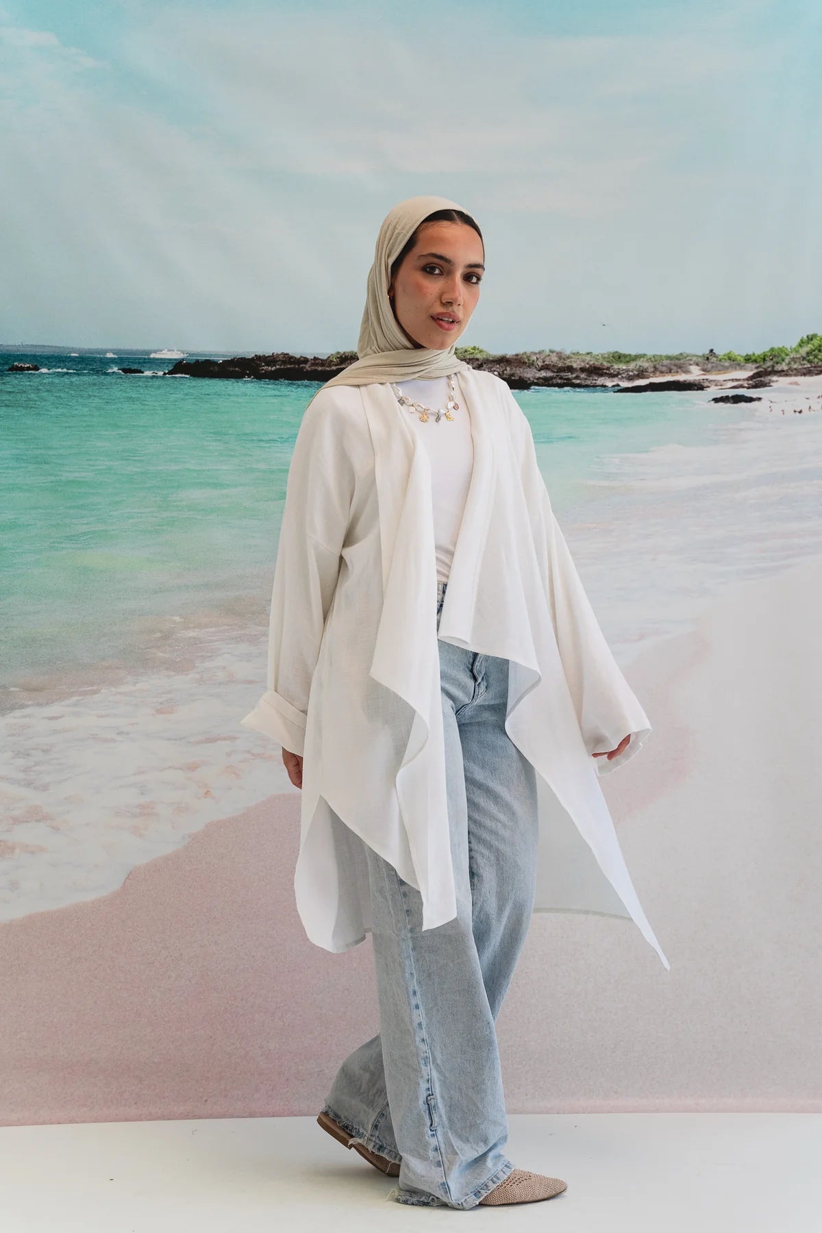Asymmetrical linen cardigan - Double anne