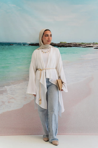 Asymmetrical linen cardigan - Double anne