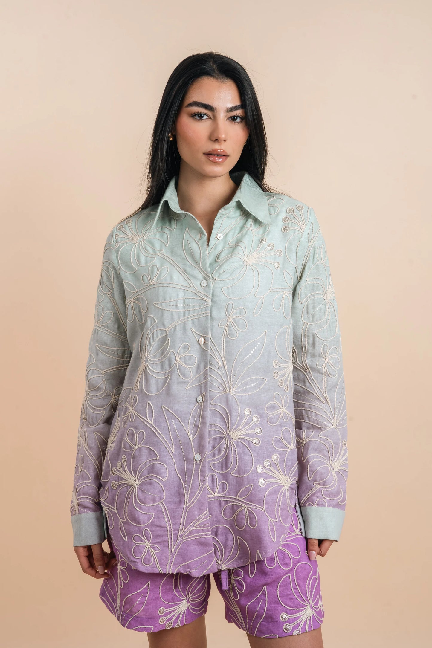 Grading mint/purple embro shirt - Nahla el alfy