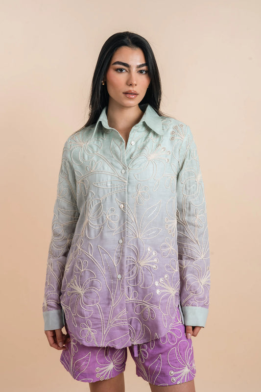 Grading mint/purple embro shirt - Nahla el alfy