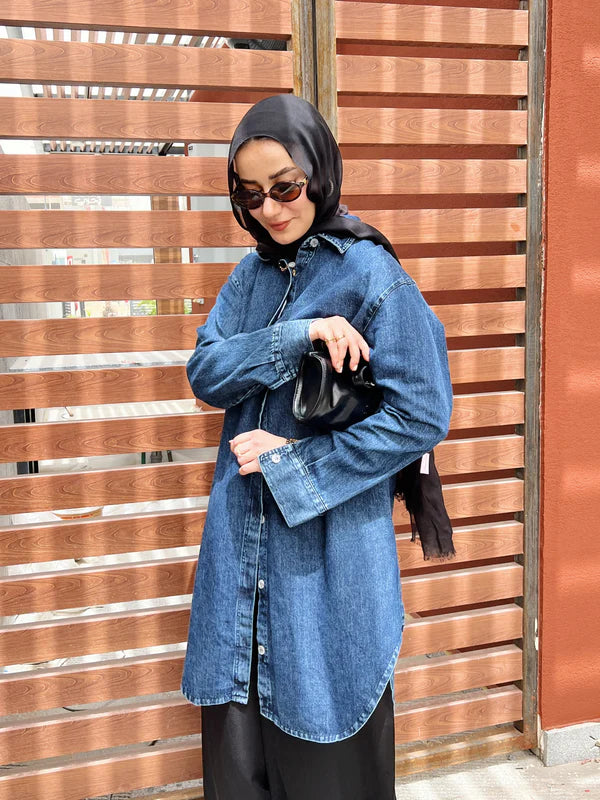 Indigo Denim shirt - Modesty abaya