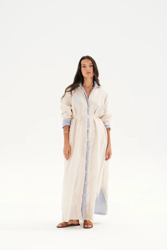 Belted Maxi Shirt Dress - Taj sisters